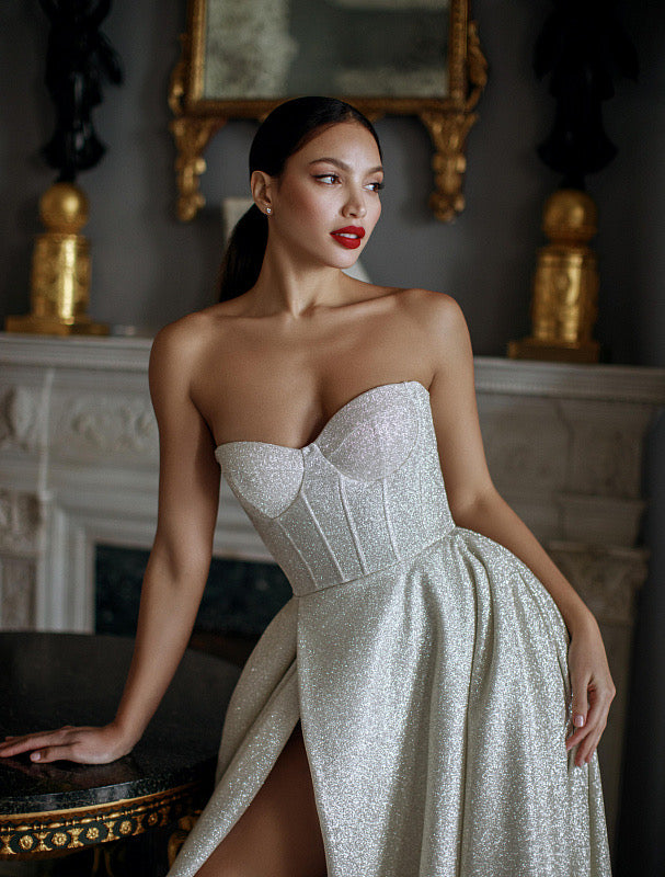 Romantic Sweet Heart Neckline White Wedding Dress| Wedding Gowns XS / White / Satin
