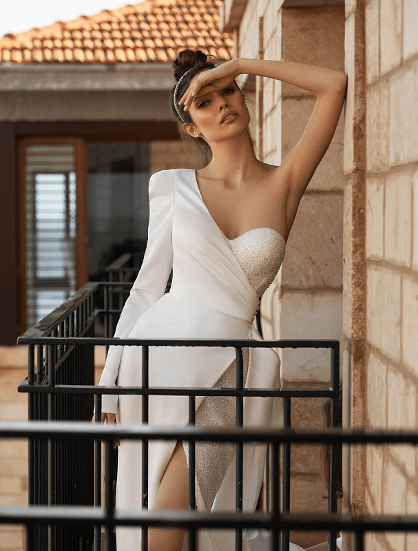 fitted lace wedding dress Beautiful White Wedding Dress| Wedding Gowns M / White / Satin