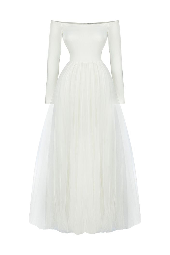Flamboyant White Wedding Dress