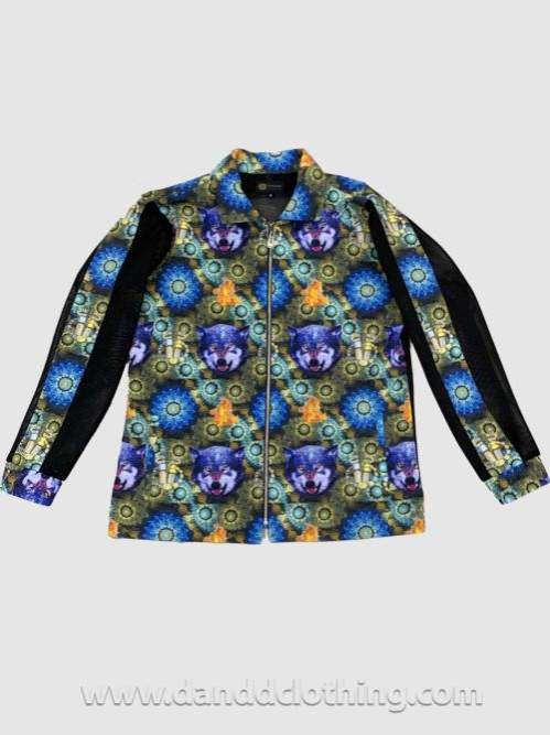 Jacket Wolf Blue D&D Print-African Wear for Men,Blue,Jackets,Men Jackets