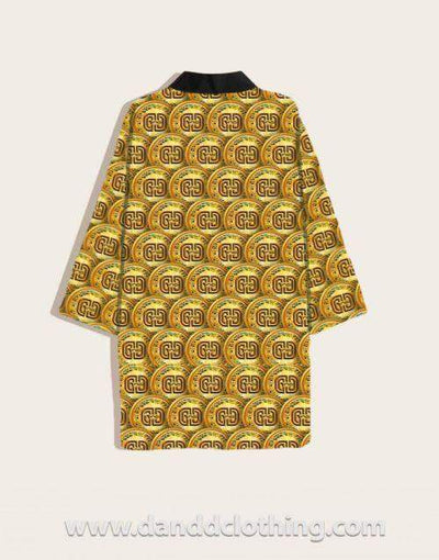 Long Kimono African Gold Coin-African Wear for Men,AFRICAN WEAR FOR WOMEN,Kimono