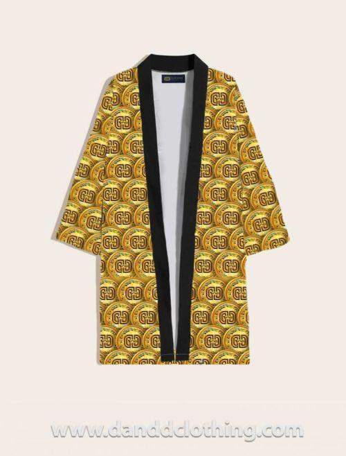 Long Kimono African Gold Coin-African Wear for Men,AFRICAN WEAR FOR WOMEN,Kimono