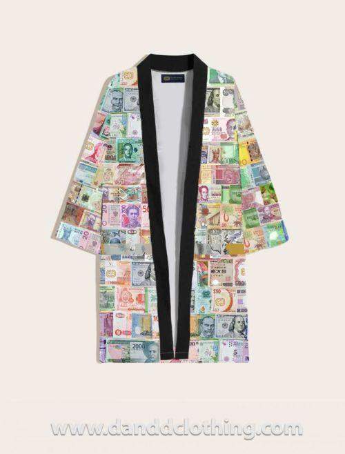 Long Kimono African Money Man-African Wear for Men,Kimono,Multicolor
