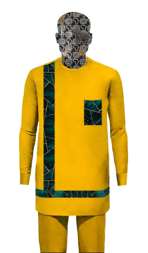 African Yellow Native Outfit Gab | Nigerian Senator Design – D&D Clothing