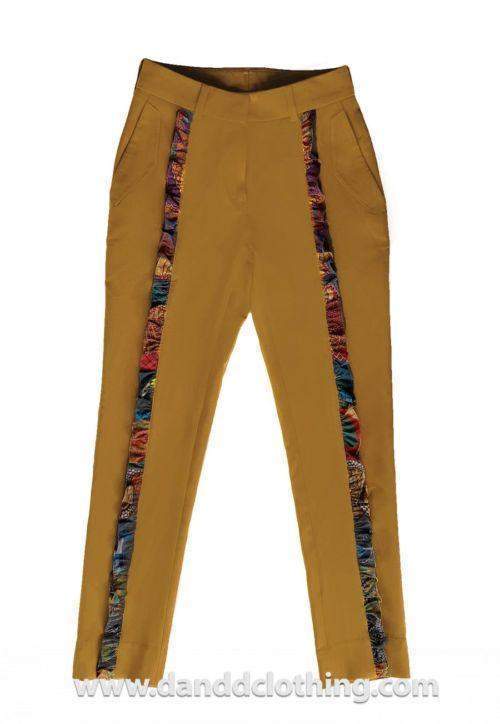 Yellow African Pants Butterfly-AFRICAN WEAR FOR WOMEN,Brown,Trousers