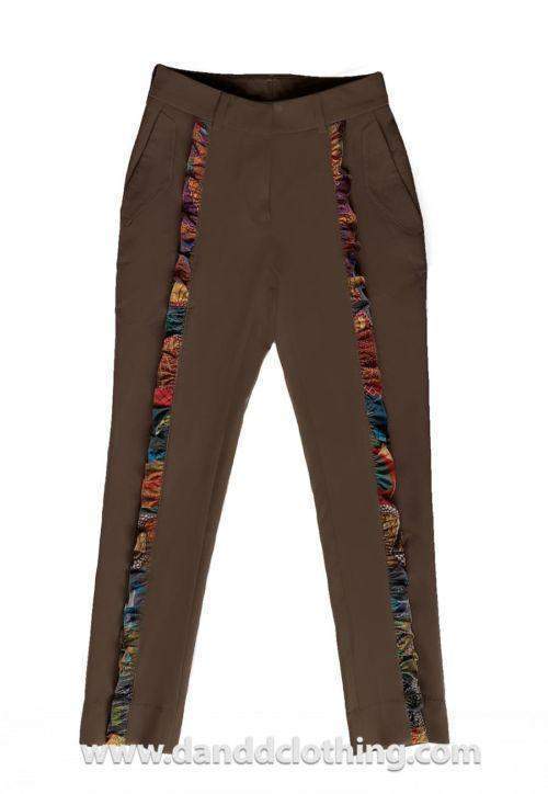 Brown African Pants Butterfly-AFRICAN WEAR FOR WOMEN,Brown,Female trousers,Trousers