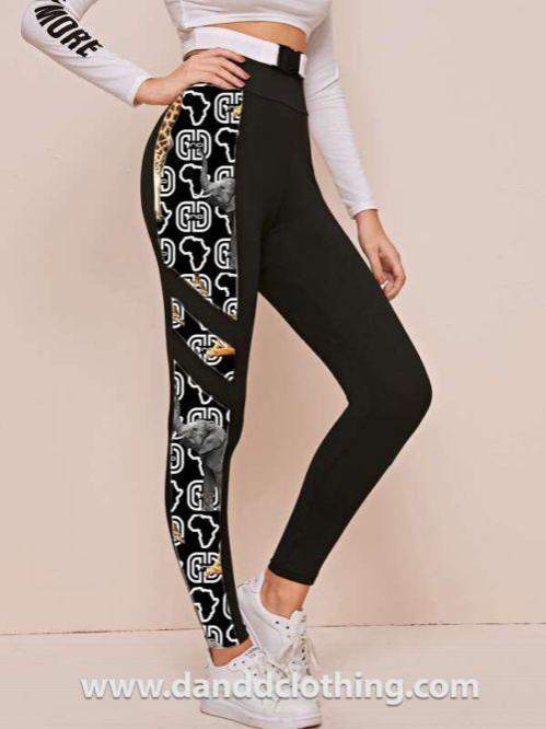 Black African Trousers Animals Print-AFRICAN WEAR FOR WOMEN,Black,Female trousers,Fitness,Trousers