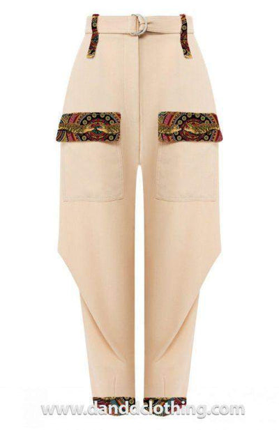 Beige African Pants Streetstyle-AFRICAN WEAR FOR WOMEN,Female trousers,Pink,Trousers