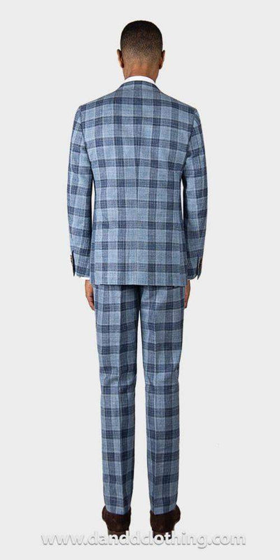 Santorini Check Blend Suit-African Wear for Men,Blue,Classic Men Suits,Classic Suits