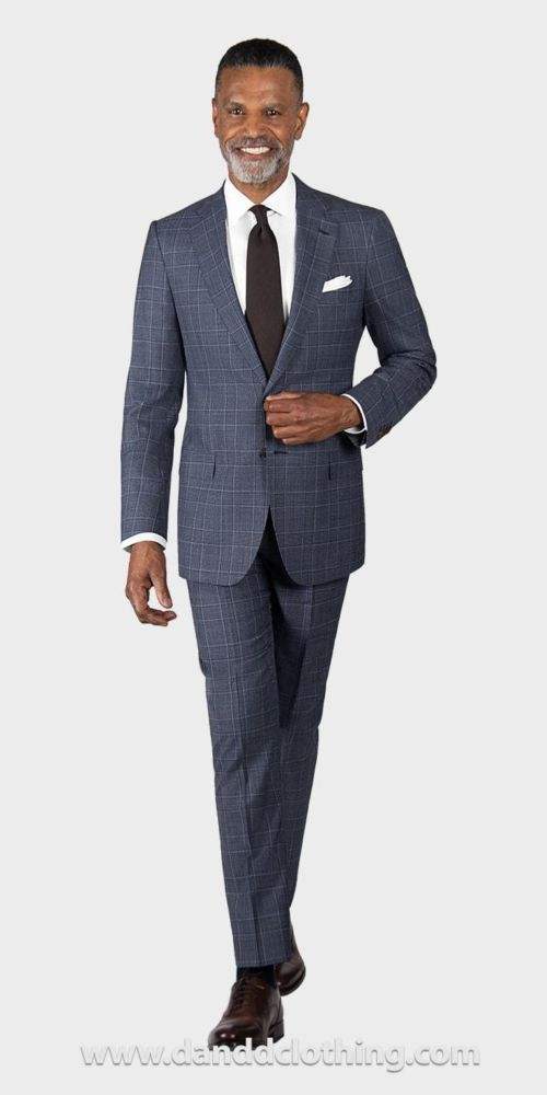 Shale Blue Glen Suit-African Wear for Men,Blue,Classic Men Suits,Classic Suits,Gold