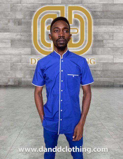 African Classic blue casual suit-African Men Shirts,African Wear for Men,Blue