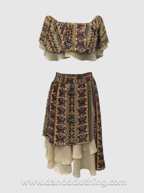 D&D Tribal Print Two-Piece Dress-AFRICAN WEAR FOR WOMEN,Dresses,Multicolor