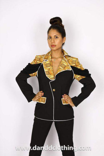 African Office Black Coin Jacket-danddclothing-AFRICAN WEAR FOR WOMEN,Black,Jackets,Women Jackets