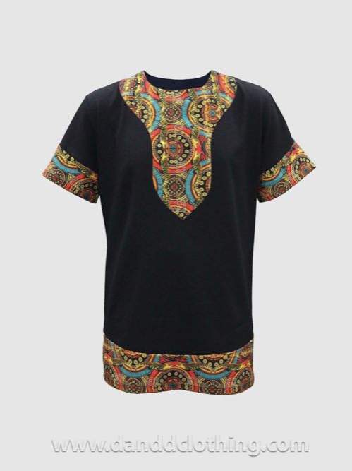 African T-Shirt Crocodile Print-African Wear for Men,Black,Men T-shirts,T-shirts