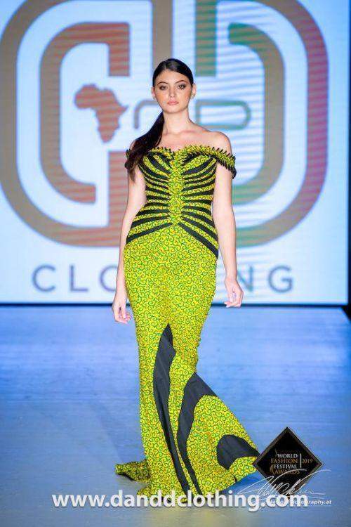 D&D Red Carpet Green African Dress-Classic Elegant Gowns,Evening Dresses,Long,Yellow