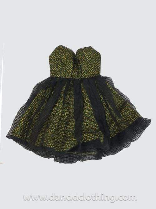 open lace back dress Yellow Party Dress with Net