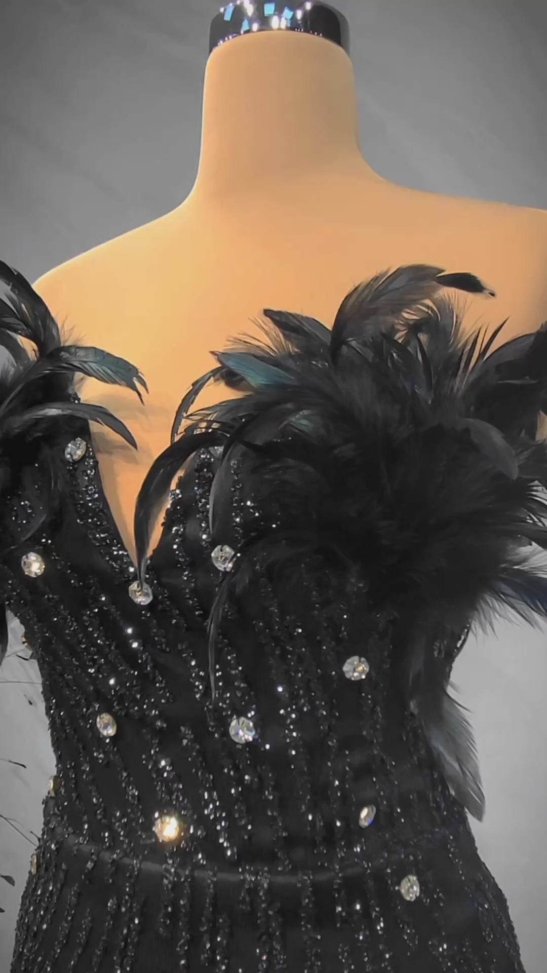 Black Swarovski Crystal-Embellished Mermaid Gown