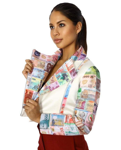 Ladies Money Print Jacket-danddclothing-AFRICAN WEAR FOR WOMEN,Jackets,Women Jackets