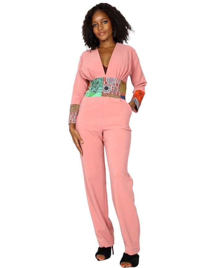 Pink Patched Jumpsuit for Women-danddclothing-AFRICAN WEAR FOR WOMEN,Jumpsuits,Women Jumpsuit