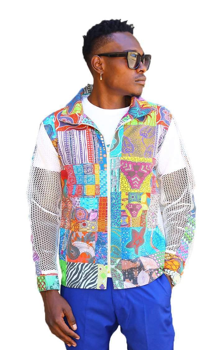 African Ankara Jacket White-danddclothing-African Wear for Men,FEATURED,Men Jackets,Multicolor