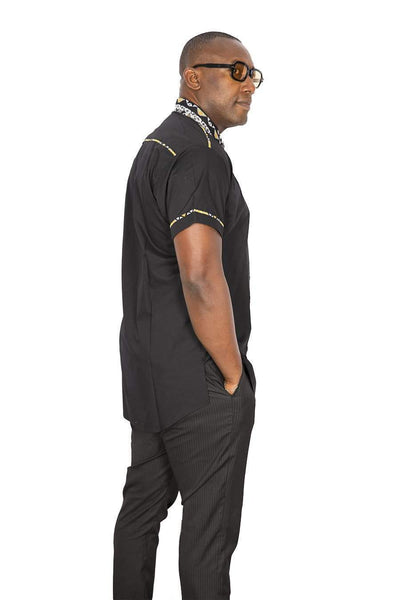 African Black Shirt Tribes-danddclothing-African Men Shirts,African Wear for Men,Black
