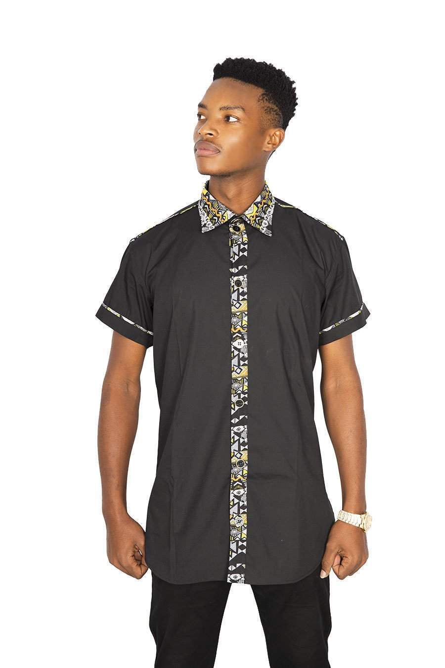 African Black Shirt Tribes-danddclothing-African Men Shirts,African Wear for Men,Black