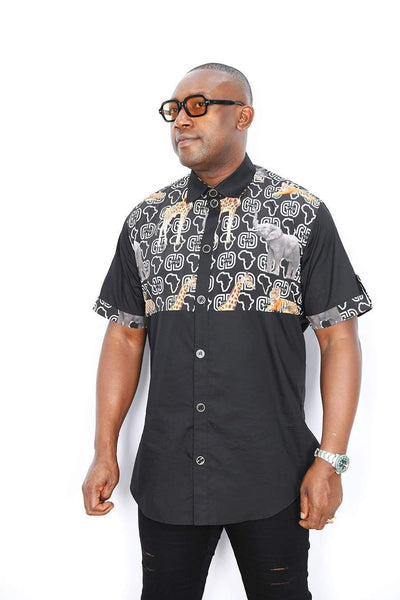African Black Ankara Shirt-danddclothing-African Men Shirts,African Wear for Men,Black