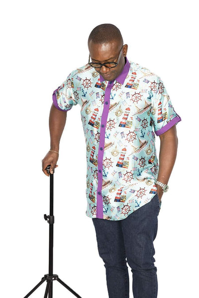 African Shirt Purple Sea-danddclothing-African Men Shirts,African Wear for Men,Multicolor