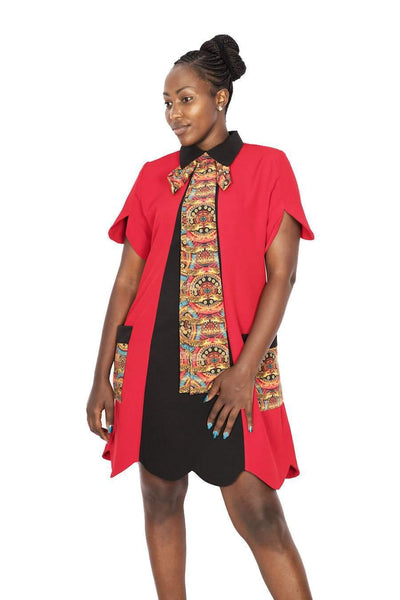 African Office Dress Crocodile Red-danddclothing-AFRICAN WEAR FOR WOMEN,Dresses,Red