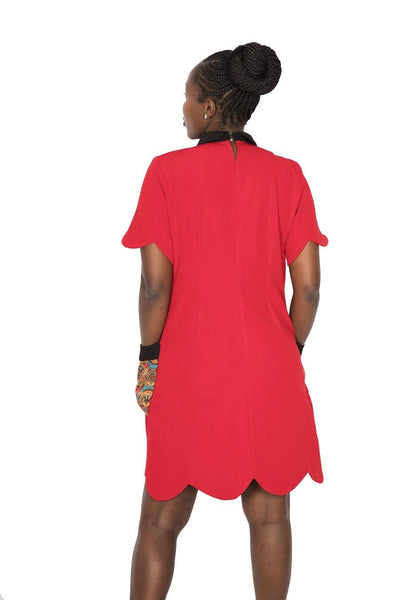 African Office Dress Crocodile Red-danddclothing-AFRICAN WEAR FOR WOMEN,Dresses,Red