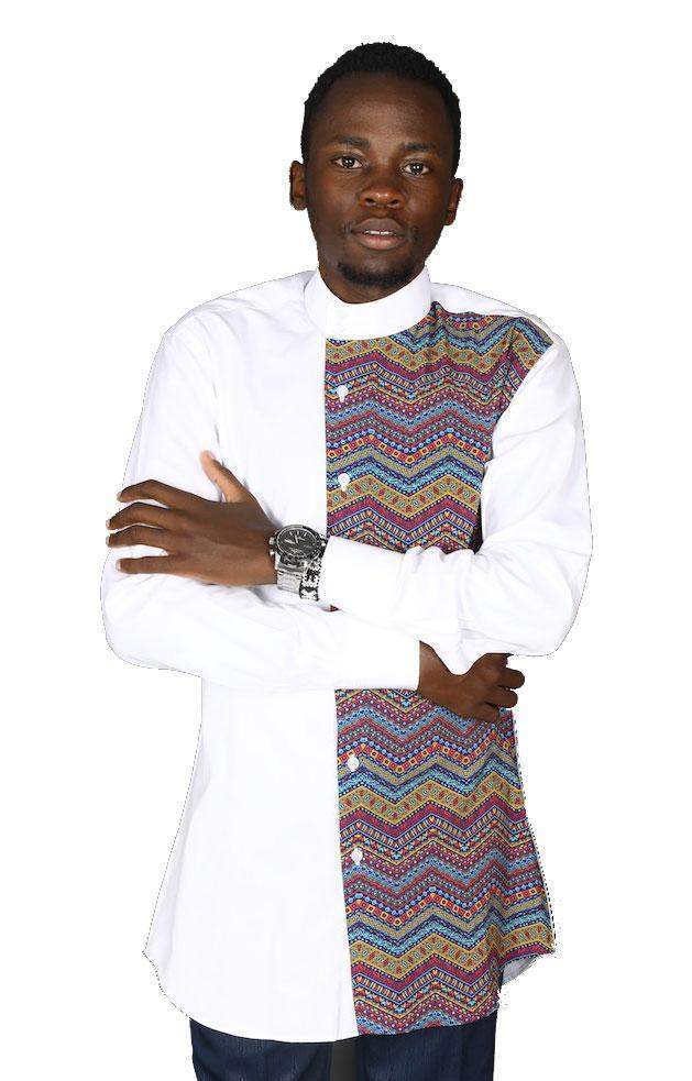 African White Labyrinth Shirt-danddclothing-African Men Shirts,African Wear for Men,White