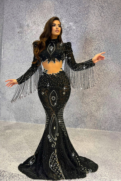 Luxury Black Mermaid Evening Dress