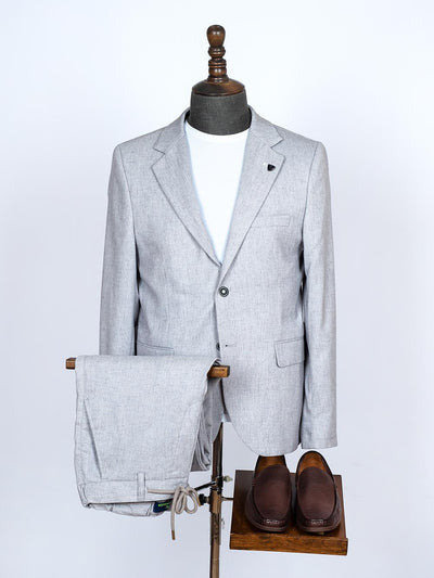 Grey Pure Linen Men Summer Suit
