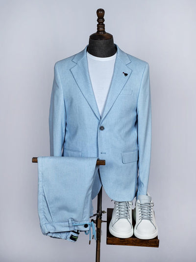 Light Blue Pure Linen Men Summer Suit