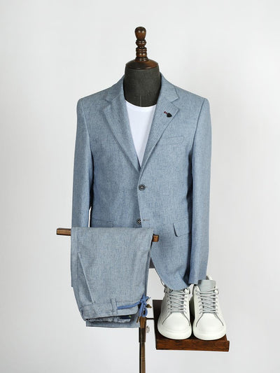 Carolina Blue Pure Linen Men Summer Suit
