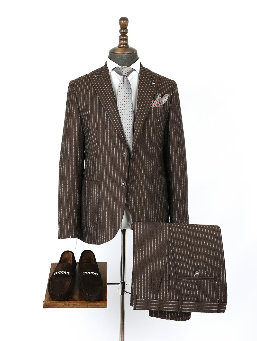 Brown Pure Linen Men Summer Suit