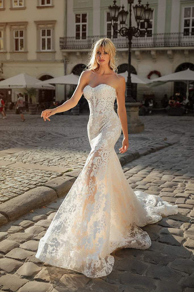 Lazy Alabaster White Wedding Dress-danddclothing-Classic Elegant Gowns,Mermaid,Royal Wedding Dresses,White