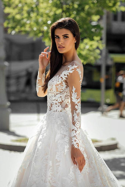 Coconut White Wedding Dress-danddclothing-A-line,Classic Elegant Gowns,Royal Wedding Dresses,White