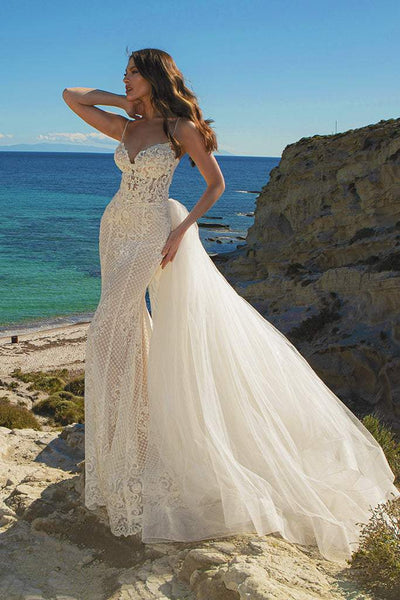 Rice White Wedding Dress-danddclothing-Classic Elegant Gowns,Detachable,Royal Wedding Dresses,White