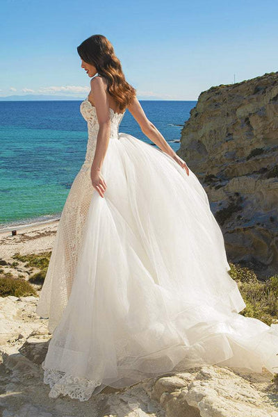 Rice White Wedding Dress-danddclothing-Classic Elegant Gowns,Detachable,Royal Wedding Dresses,White