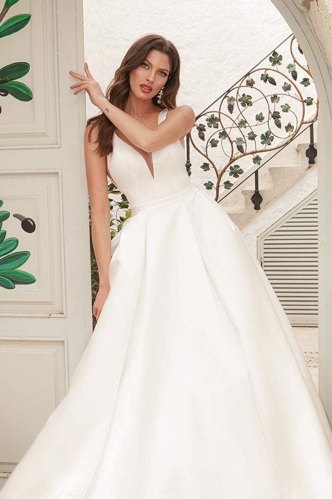 Coffee White Wedding Dress-danddclothing-A-line,Classic Elegant Gowns,Royal Wedding Dresses,White