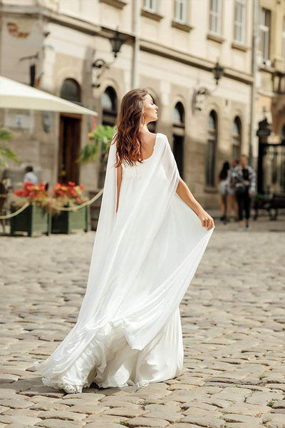 Snow White Wedding Dress-danddclothing-A-line,Classic Elegant Gowns,Royal Wedding Dresses,White