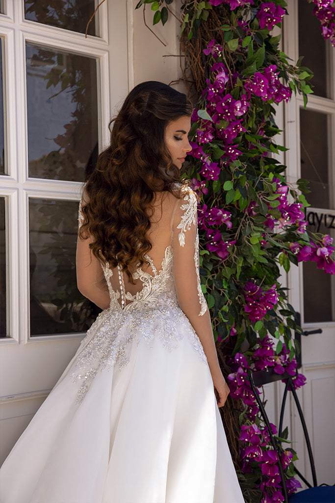 white and silver dress Silver White Wedding Dress| Wedding Gowns XL / White / Satin