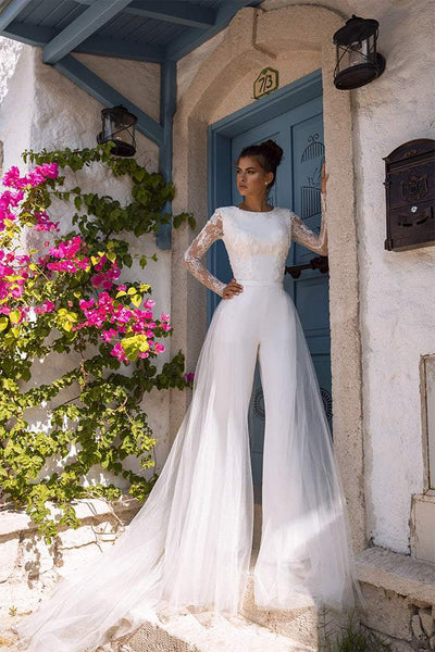 Winter White Wedding Dress-danddclothing-Classic Elegant Gowns,Jumpsuits,Royal Wedding Dresses,White