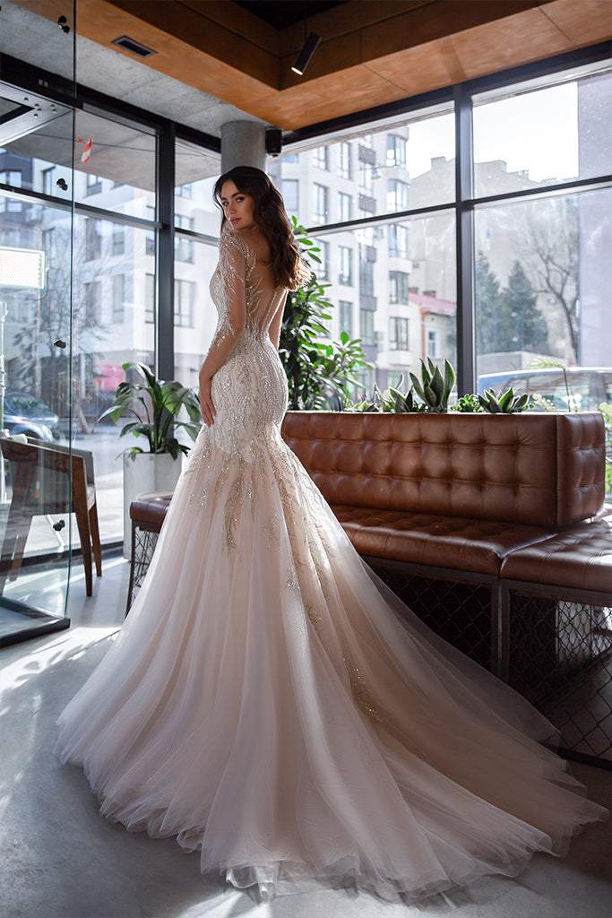 Slinky White Wedding Dress-danddclothing-Classic Elegant Gowns,Mermaid,Royal Wedding Dresses,White
