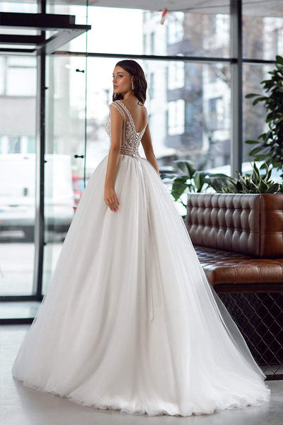 White Burial Wedding Dress-danddclothing-A-line,Classic Elegant Gowns,Royal Wedding Dresses,White