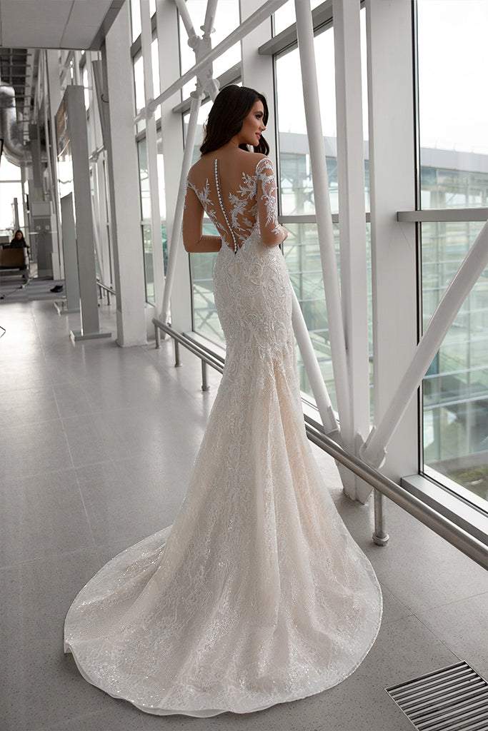 Modest White Wedding Dress| Wedding Gowns L / White / Lace Modest White Wedding Dress| Wedding Gowns L / White / Lace