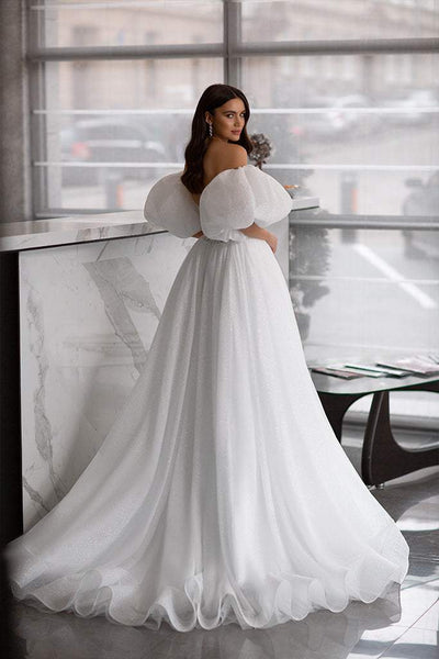 Flimsy White Wedding Dress-danddclothing-Ball Gown,Classic Elegant Gowns,Royal Wedding Dresses,White