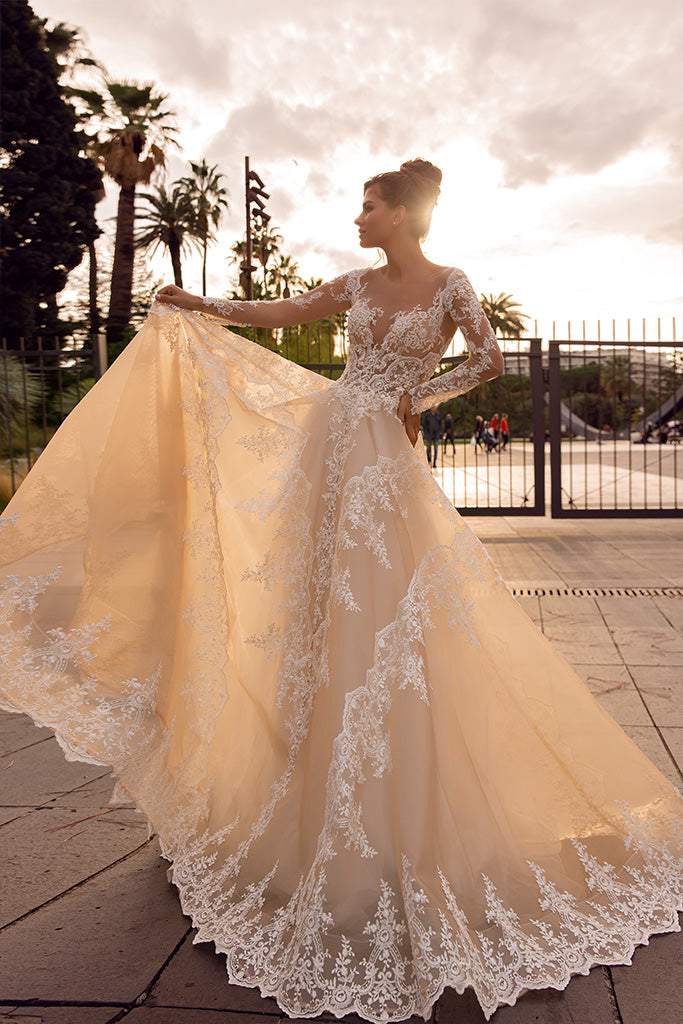Natural Calico Cream Wedding Dress| Wedding Gowns XS / Cream / Satin Natural Calico Cream Wedding Dress| Wedding Gowns XS / Cream / Satin