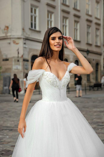 Cinderella White Wedding Dress-danddclothing-Ball Gown,Classic Elegant Gowns,Royal Wedding Dresses,White